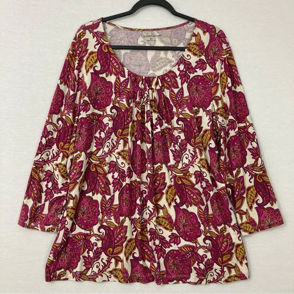 Croft & Barrow Floral Ultra Soft Stretch Rayon Round Neck Summer Top XL